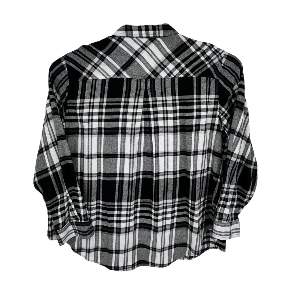 Sonoma Black White Plaid Flannel Shirt Womens 2X Fall Casual Classic Cabincore - Picture 3 of 11